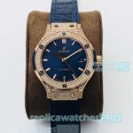 HB Factory Hublot Classic Fusion Rose Gold Diamond Watch 38MM Blue Dial